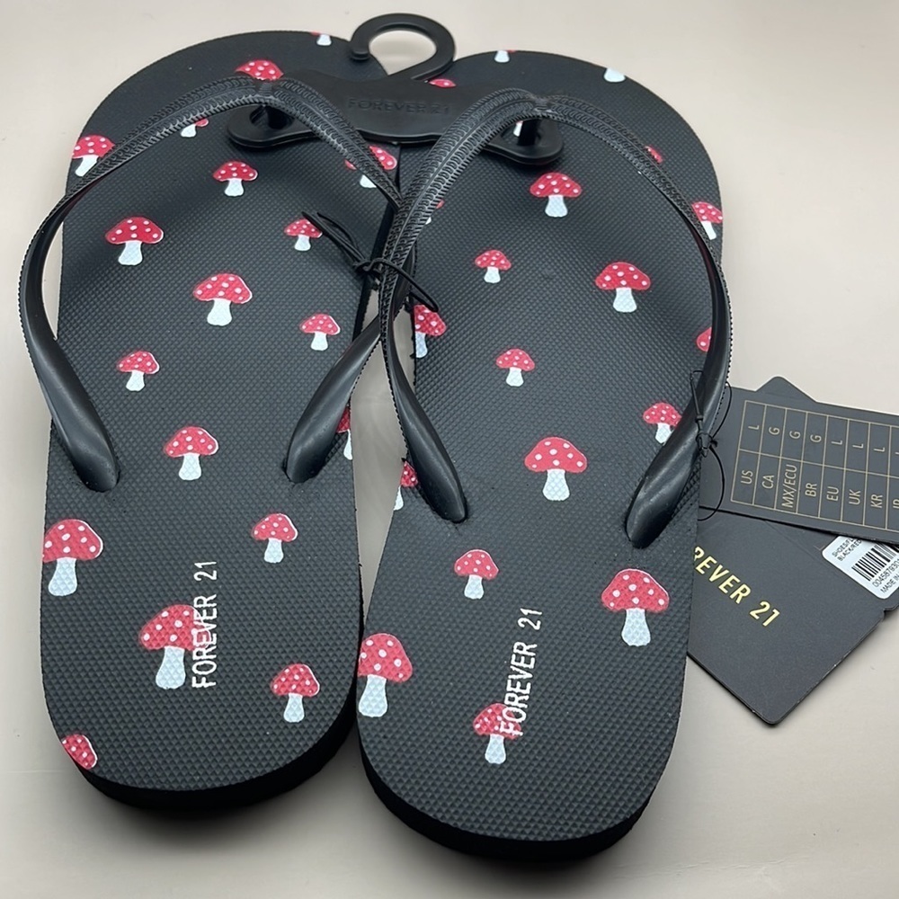 Amanita Mushroom Flip-Flops, Black/Red, Size L, NWT (For Bundles Only) - Picture 5 of 7